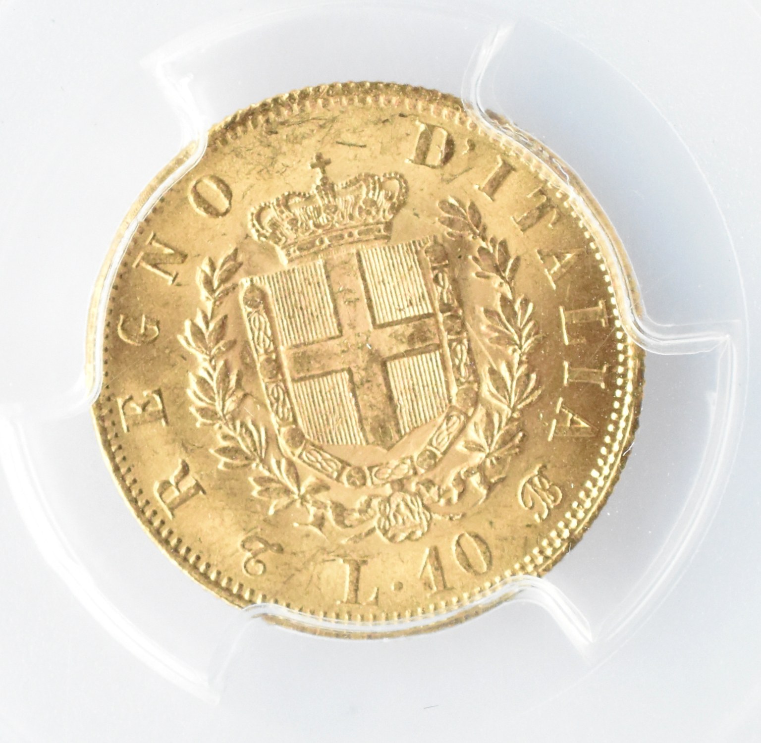 Włochy - 10 lirów 1863 - PCGS MS63