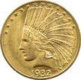 USA - 10 DOLLARÓW 1932 - INDIANIN - PIĘKNY