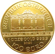 AUSTRIA - 100 EURO 2020 - UNCJA ZŁOTA - Wysyłka gratis !!!!