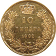 SERBIA, 10 DINARÓW 1882, ŁADNE