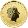 Australia, 25 dolarów 2012 ROK SMOKA, 1/4 uncji złota, UNC