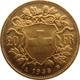 SZWAJCARIA - 20 franków 1935 LB