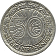 Niemcy, 50 pfennig 1933 J, Hamburg - Bardzo Rzadkie