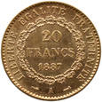 FRANCJA - Republika, 20 franków 1887 - Paryż 