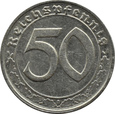 Niemcy, 50 PFENNIG 1938 G, Karlsruhe,  BARDZO RZADKIE 