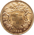 SZWAJCARIA - 20 franków 1935 LB - UNC