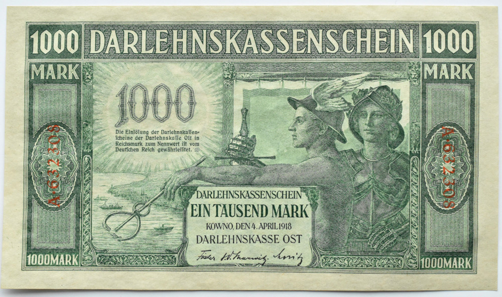 Polska/Niemcy - OST - 1000 MAREK 1919 - seria A, UNC!!!
