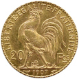 Francja  - 20 franków 1907 - KOGUT -  Paryż  