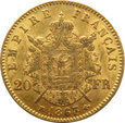 FRANCJA - NAPOLEON III, 20 franków 1863 BB