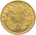 FRANCJA - NAPOLEON III -  20 franków 1859 A, Paryż
