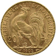 Francja  - 20 franków 1905 - KOGUT -  Paryż  - MENNICZY