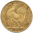 Francja  - 20 franków 1902 - KOGUT -  Paryż  