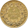 Francja, Napoleon III, 5 franków 1858 A, PARYŻ  - Rzadkie