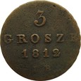 POLSKA - KSIĘSTWO WARSZAWSKIE - 3 GROSZE 1812 I.B.