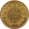 FRANCJA - NAPOLEON III -  20 franków 1858 A, Paryż