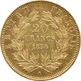 FRANCJA - NAPOLEON III -  20 franków 1856 A, Paryż