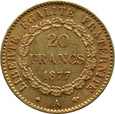 Francja, Geniusz - Anioł, 20 franków 1877 A, Paryż