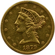 USA  -  5 DOLLARÓW  1879  ZŁOTO 