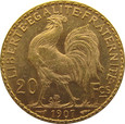Francja  - 20 franków 1907 - KOGUT -  Paryż 