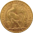 FRANCJA - KOGUT - 20 franków 1905 PARYŻ 