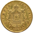 FRANCJA - NAPOLEON III -  20 franków 1864 A, Paryż