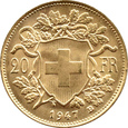 SZWAJCARIA - 20 franków 1947 B - BERNO 