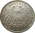 Niemcy, Lubeka 3 MARKI 1911 -  RZADKIE 