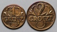 1 grosz i 2 grosze 1938 II RP piękne