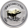 15. Australia, Elżbieta II, 1 dolar 2007, Rok Świni, 1 Oz Ag999