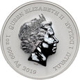 Tuvalu, Elżbieta II, dolar 2019, Kapitan Ameryka, 1 Oz Ag999