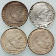 40. Niemcy, III Rzesza, 4 x 5 marek 1936-1938, Paul von Hindenburg
