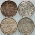 40. Niemcy, III Rzesza, 4 x 5 marek 1936-1938, Paul von Hindenburg