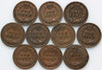 USA, zestaw 10 x cent 1898-1908, Indianin, Indian Head Cent