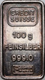 Sztabka srebrna, Credit Suisse, 100 gramów srebra Ag999