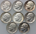 100. USA, zestaw 8 x 1 dime 1956-1964, Roosevelt Silver Dime