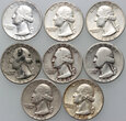 128. USA, zestaw 8 x 1/4 dolara 1941-1965, Washington Quarter