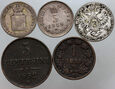 1. Austria, Lombardia-Wenecja, zestaw 5 monet 1822-1859
