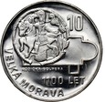 Czechosłowacja, 10 koron 1966, Velka Morava, stempel lustrzany