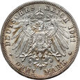 88. Niemcy, Wirtembergia, Wilhelm II, 3 marki 1911 F, Srebrne Gody