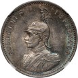 Niemiecka Afryka Wschodnia, Wilhelm II, 1/2 rupi 1891, NGC MS64