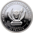 Kongo, 20 franków 2021, Orzeł Bielik Amerykański, 1 Oz Ag999