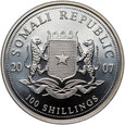 Somalia, 100 szylingów 2007, Słoń, 1 Oz Ag999