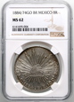 Meksyk, 8 reali 1884 (1884/74) Go BR, Guanajuato, NGC MS62