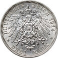 9. Niemcy, Bawaria, Ludwik III, 3 marki 1914 D