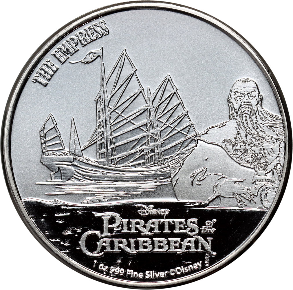 27. Niue, Elżbieta II, 2 dolary 2021, Piraci z Karaibów, 1 Oz Ag999