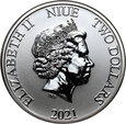 27. Niue, Elżbieta II, 2 dolary 2021, Piraci z Karaibów, 1 Oz Ag999