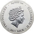 33. Niue, Elżbieta II, 2 dolary 2022, Bitcoin, 1 Oz Ag999