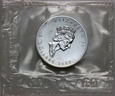 33. Kanada, Elżbieta II, 5 dolarów 1992, Liść Klonu, 1 Oz Ag999