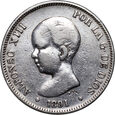 Hiszpania, Alfons XIII, 5 peset 1891