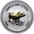 5. Australia, Elżbieta II, 1 dolar 2007, Rok Świni, 1 Oz Ag999